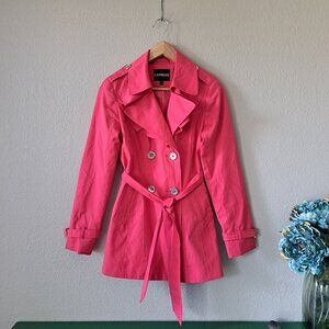 🩵Express Modern Whimsy Hot Pink Trench Coat Size XS